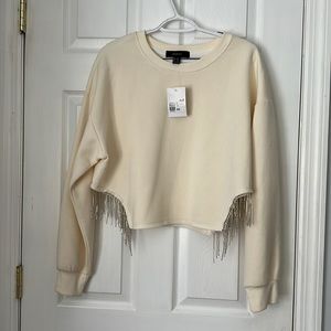NWT cropped rhinestone sweater